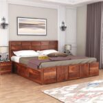 Sheesham Wood Double Bed with Box Storage | Balaji Art